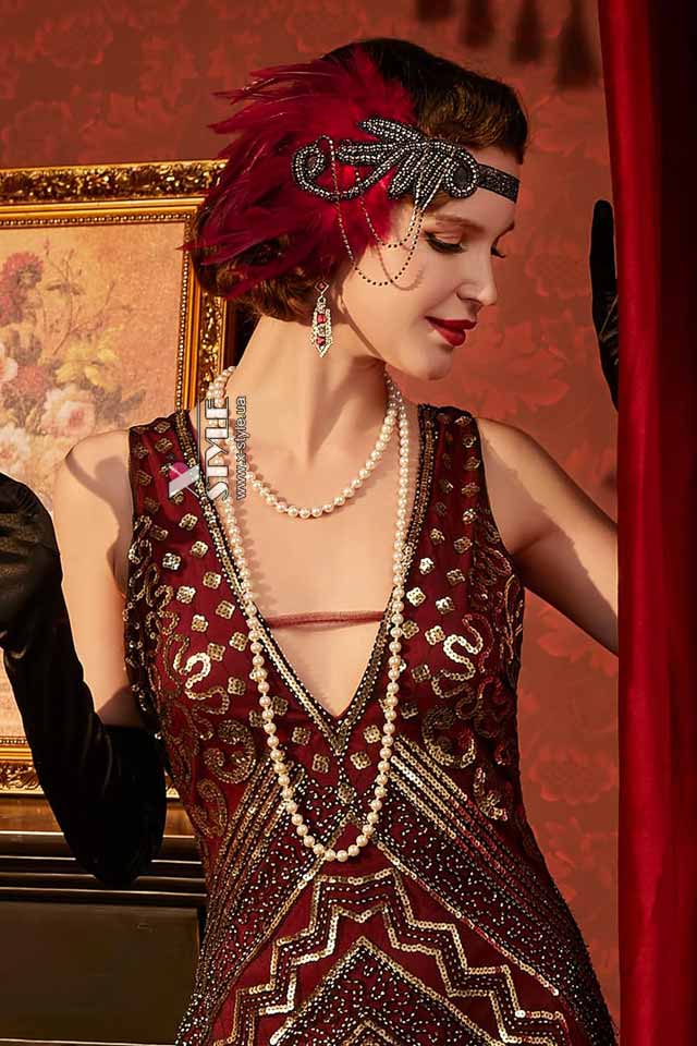 Gatsby Headband with Rhinestones and Chains, 7