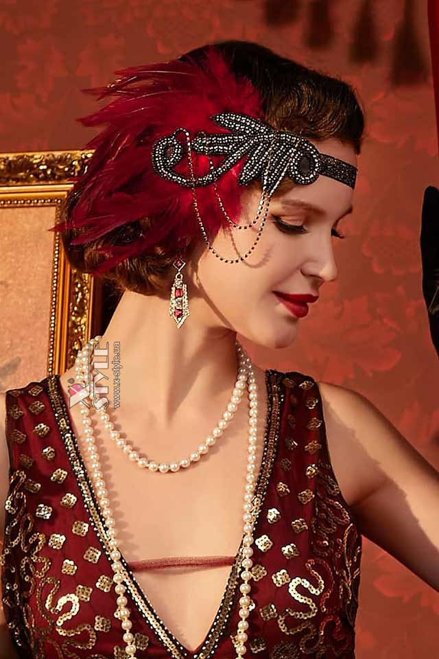 Gatsby Headband with Rhinestones and Chains, 5