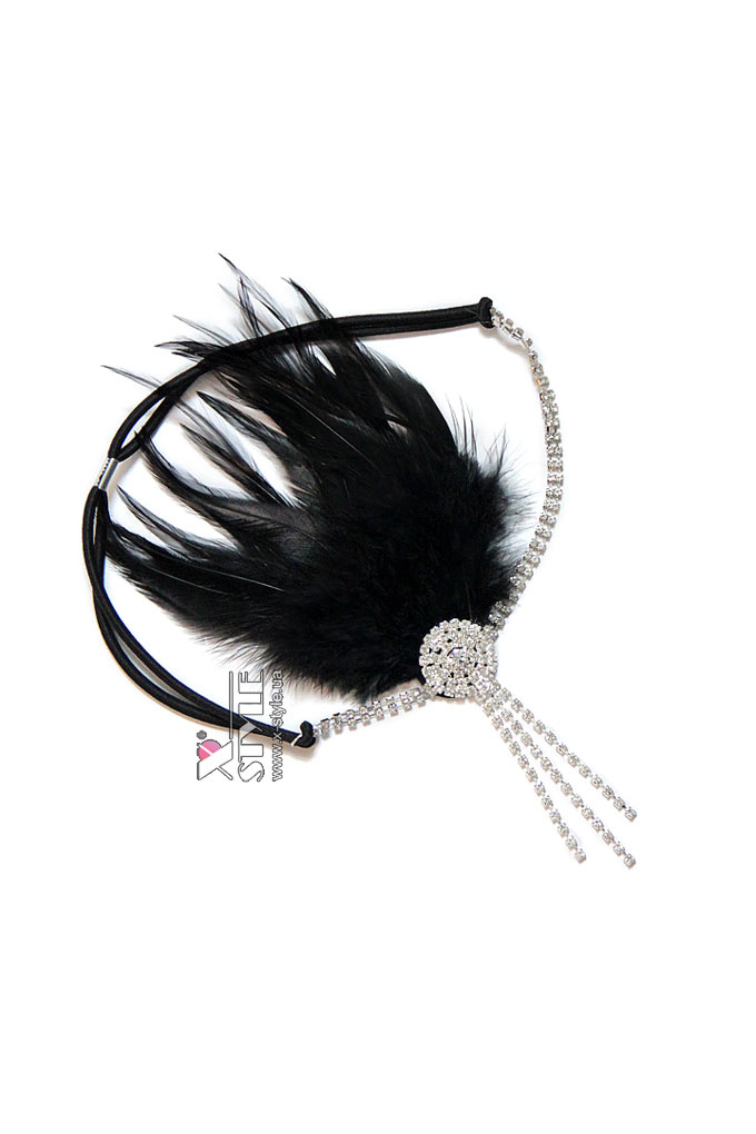 Повязка в стиле Гэтсби с камнями и перьями, 3