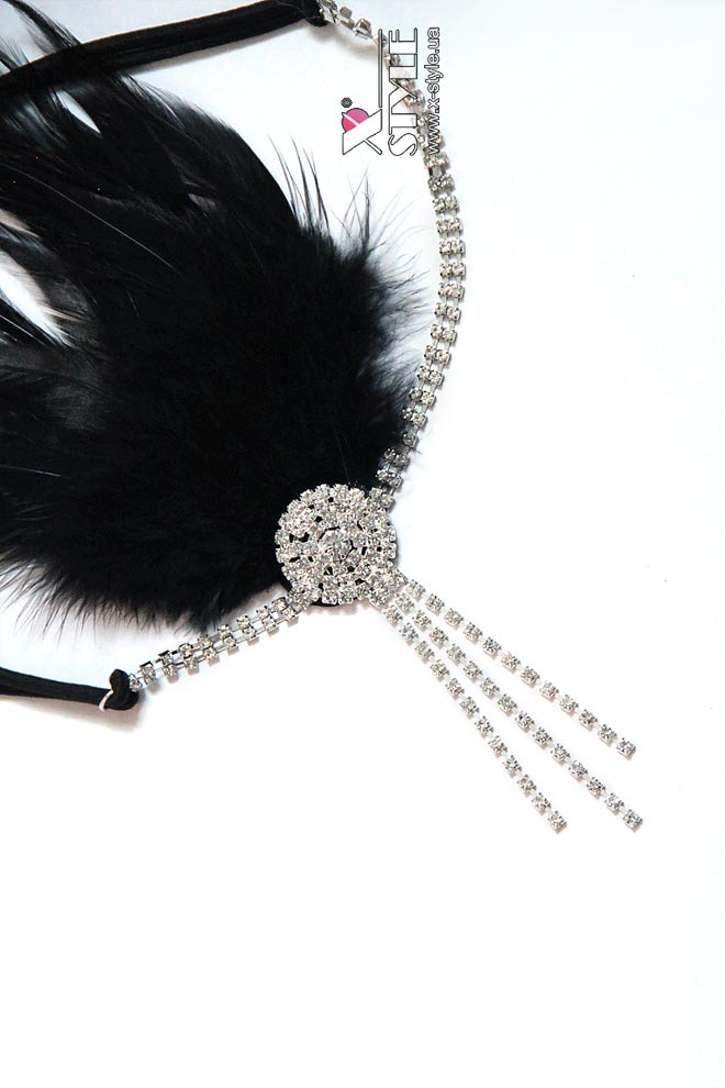 Повязка в стиле Гэтсби с камнями и перьями, 5