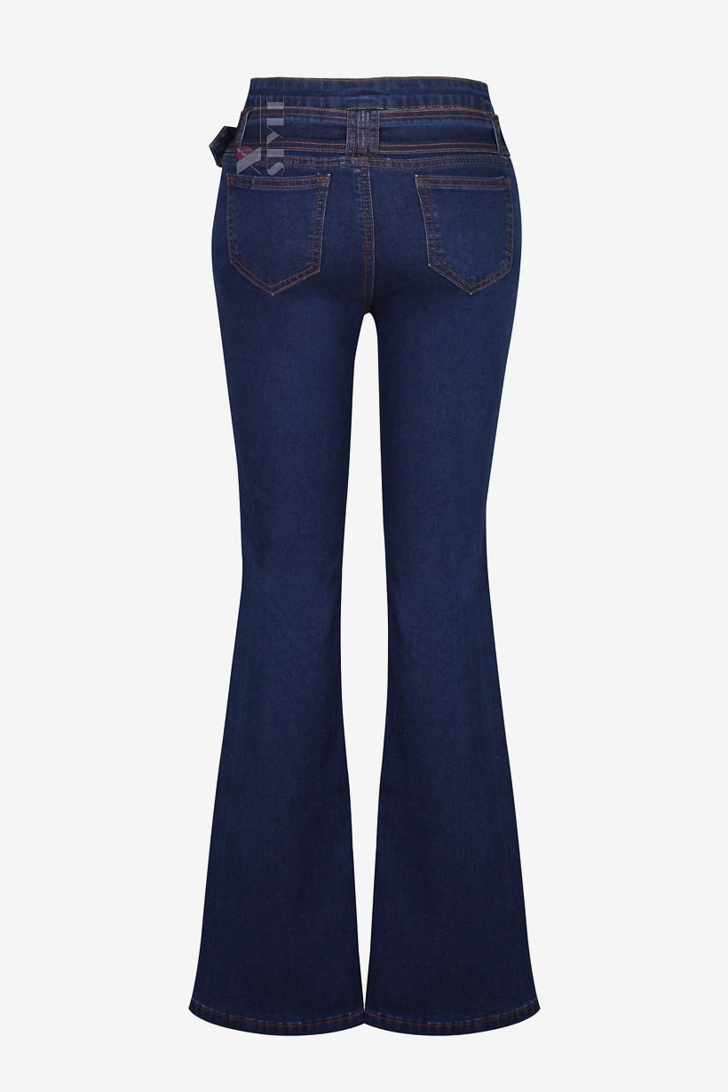 Women's Blue Flared Jeans with Belt X8117, 3