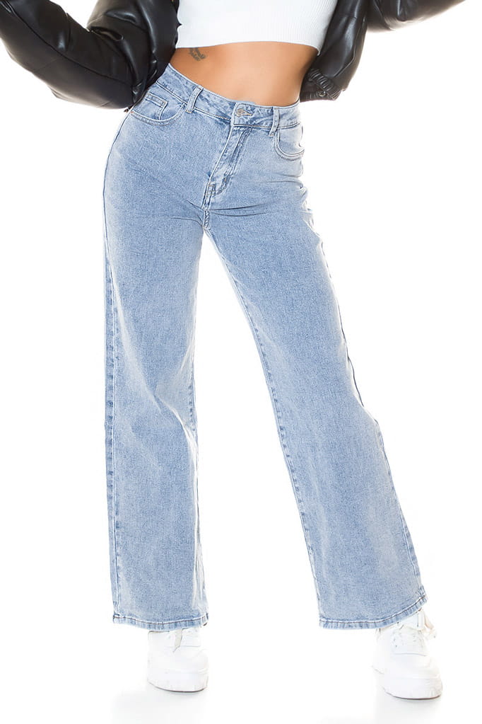 Голубые широкие джинсы BOYFRIEND MF122, 7