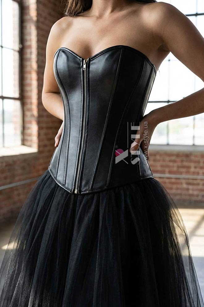 Black Leather Corset X1170, 11