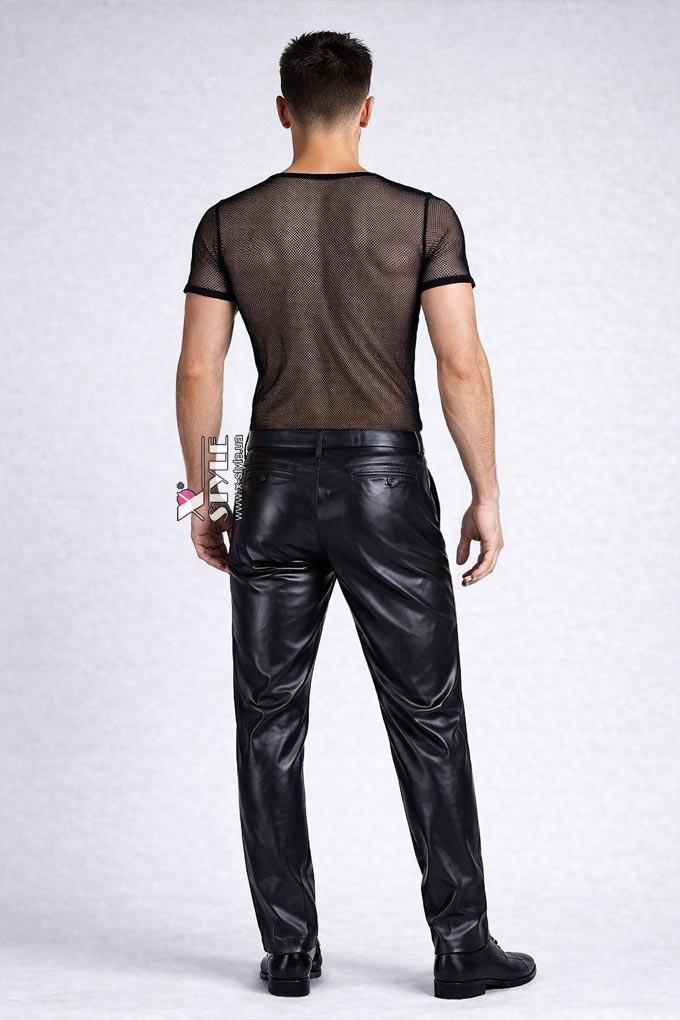 Приталенный черный топ сетка с коротким рукавом X024B, 7