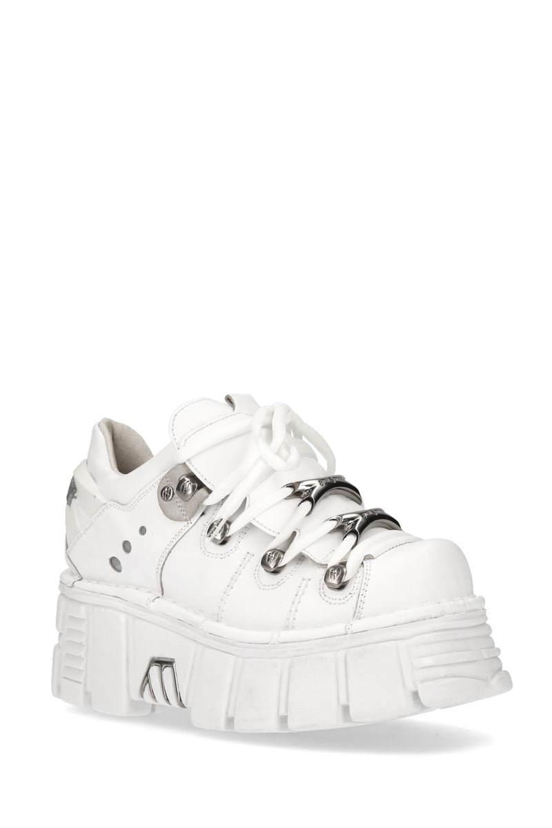 White Leather Platform Sneakers TB4002, 7