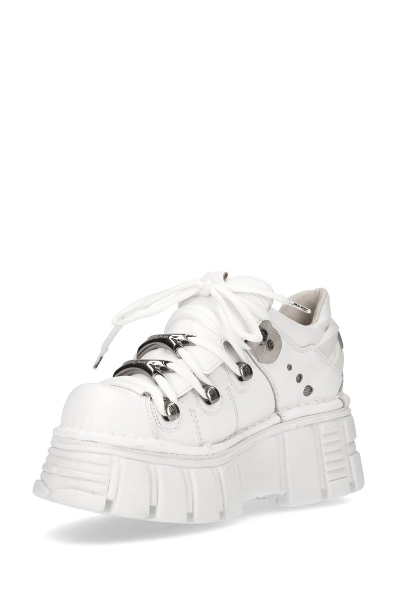 White Leather Platform Sneakers TB4002, 3
