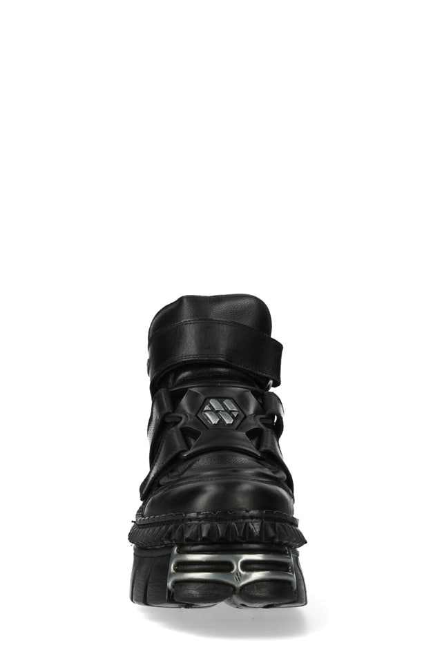 CRUST NEGRO Black Leather Platform Sneakers, 3