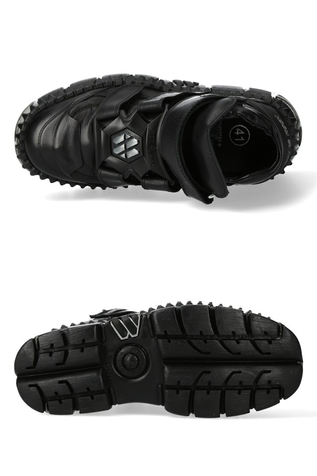 CRUST NEGRO Black Leather Platform Sneakers, 9