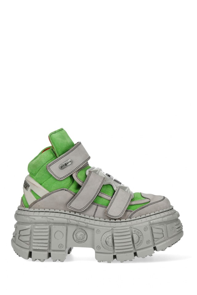 VERDE FLUOUR Chunky Leather Platform Sneakers, 9