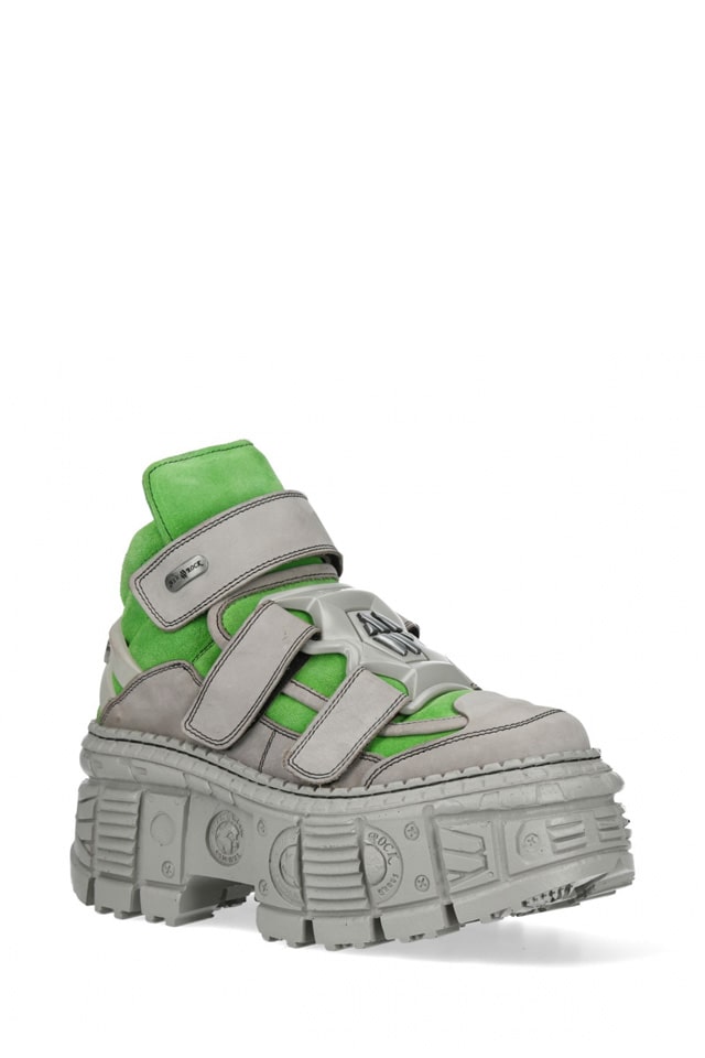 VERDE FLUOUR Chunky Leather Platform Sneakers, 11