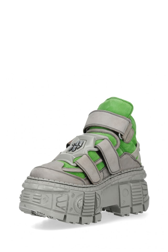 VERDE FLUOUR Chunky Leather Platform Sneakers, 7