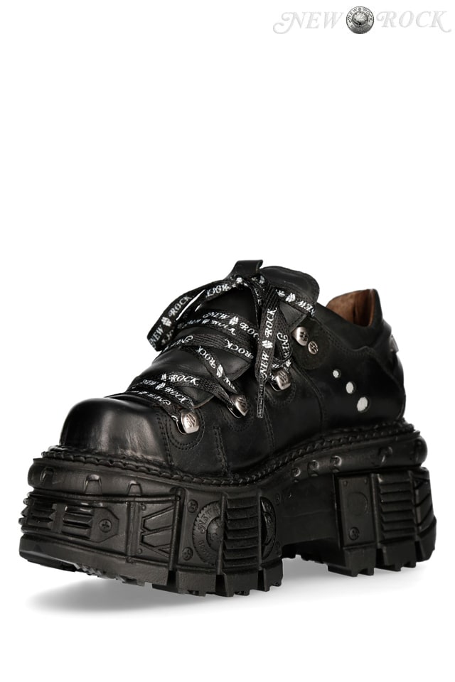 Кожаные ботинки на платформе с фирменными шнурками New Rock, 9