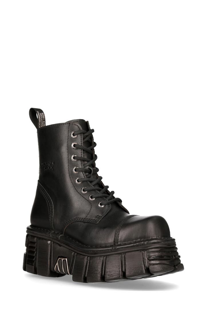 Черные кожаные ботинки на платформе New Rock, 13