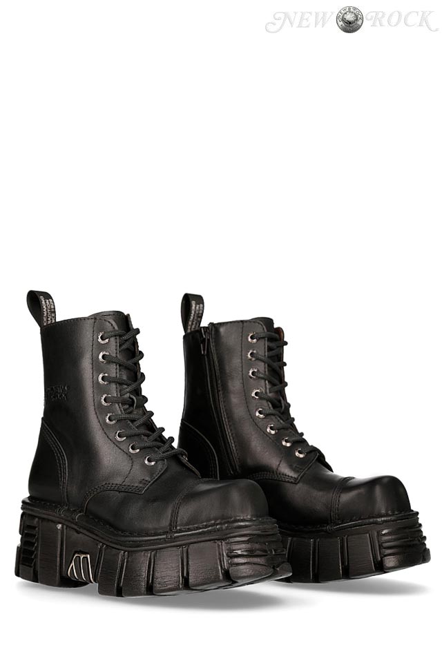 Черные кожаные ботинки на платформе New Rock