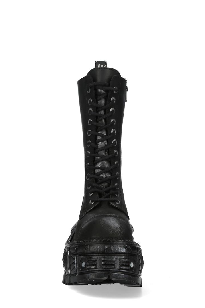 Черные кожаные сапоги со шнуровкой и винтами в платформе, 9