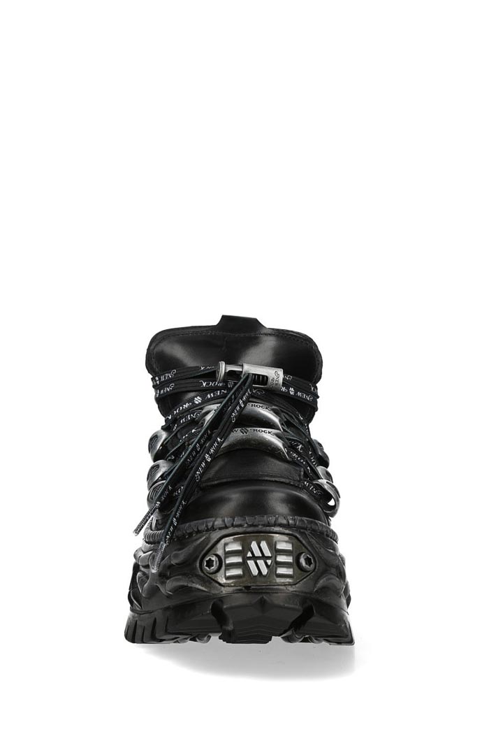 New Rock Cyberpunk TOWER Black Leather Sneakers , 7