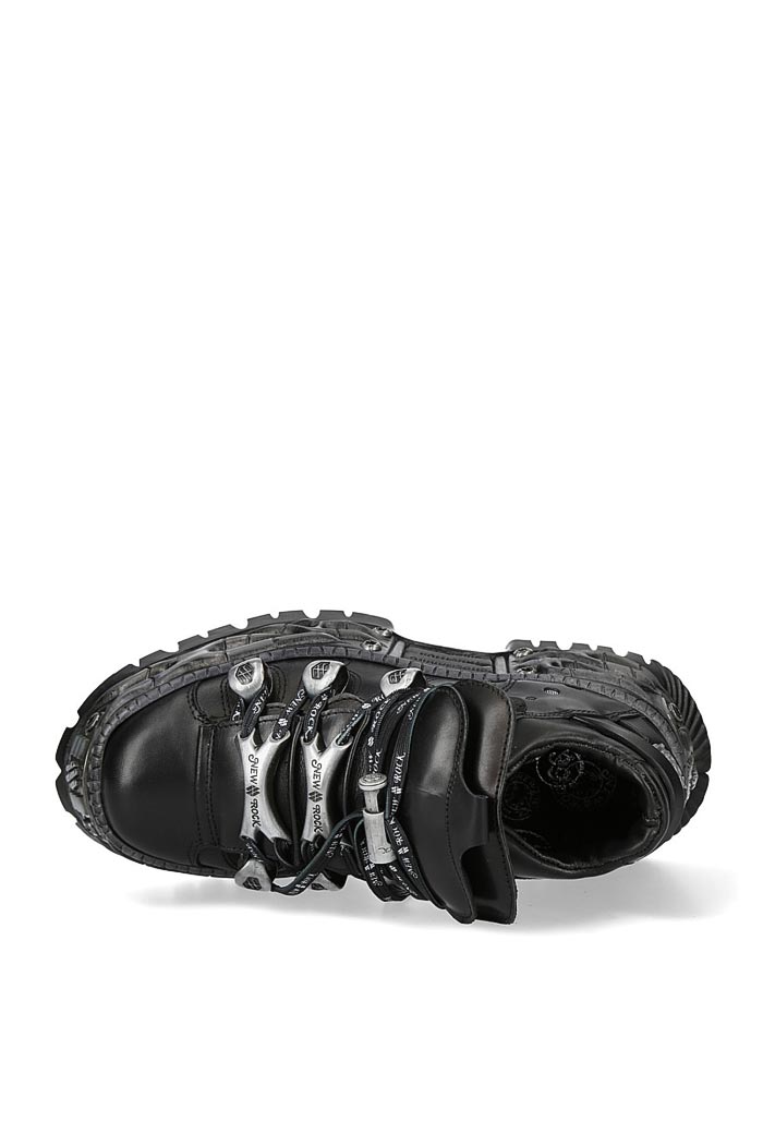 New Rock Cyberpunk TOWER Black Leather Sneakers , 15