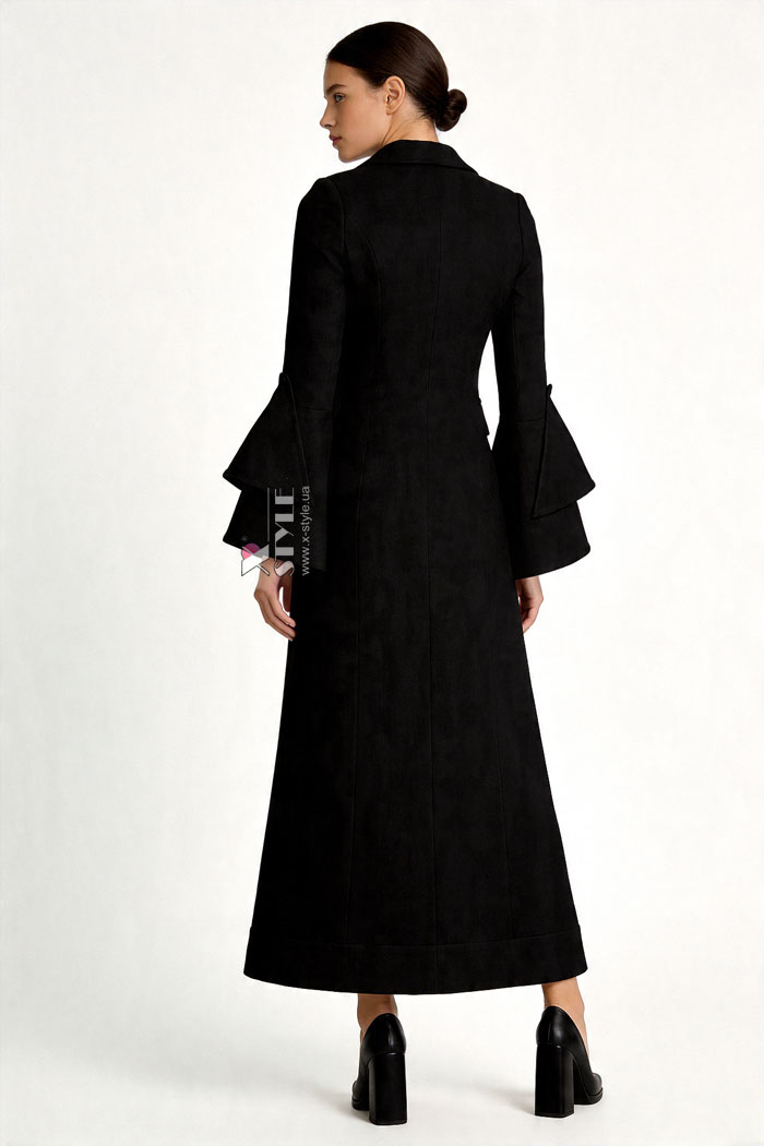 Длинное приталенное шерстяное платье-пальто, 5