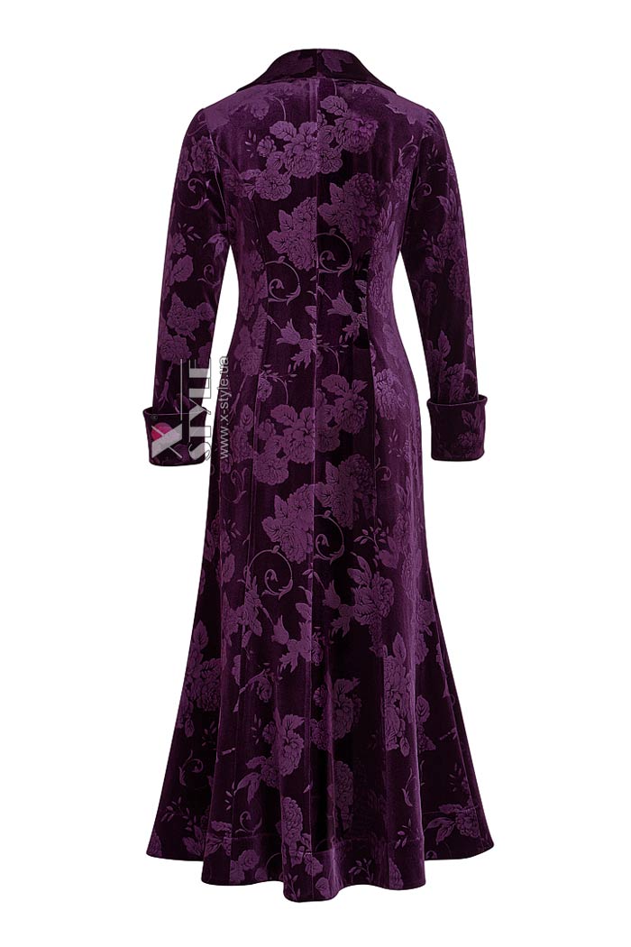 Довга оксамитова сукня-пальто з квітковим візерунком, 3