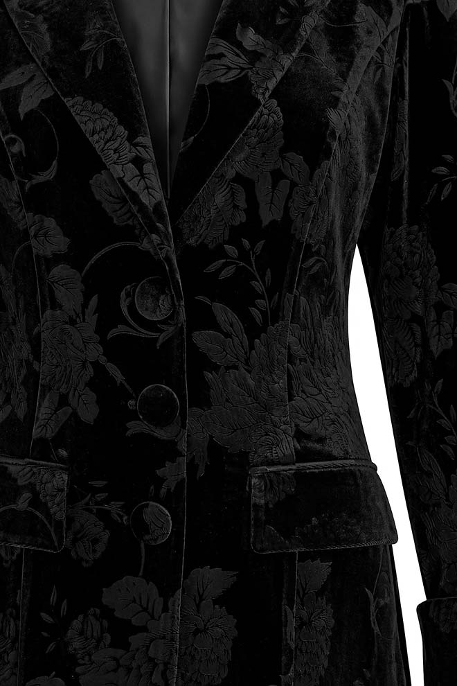 Довга чорна сукня-пальто з квітковим візерунком, 5