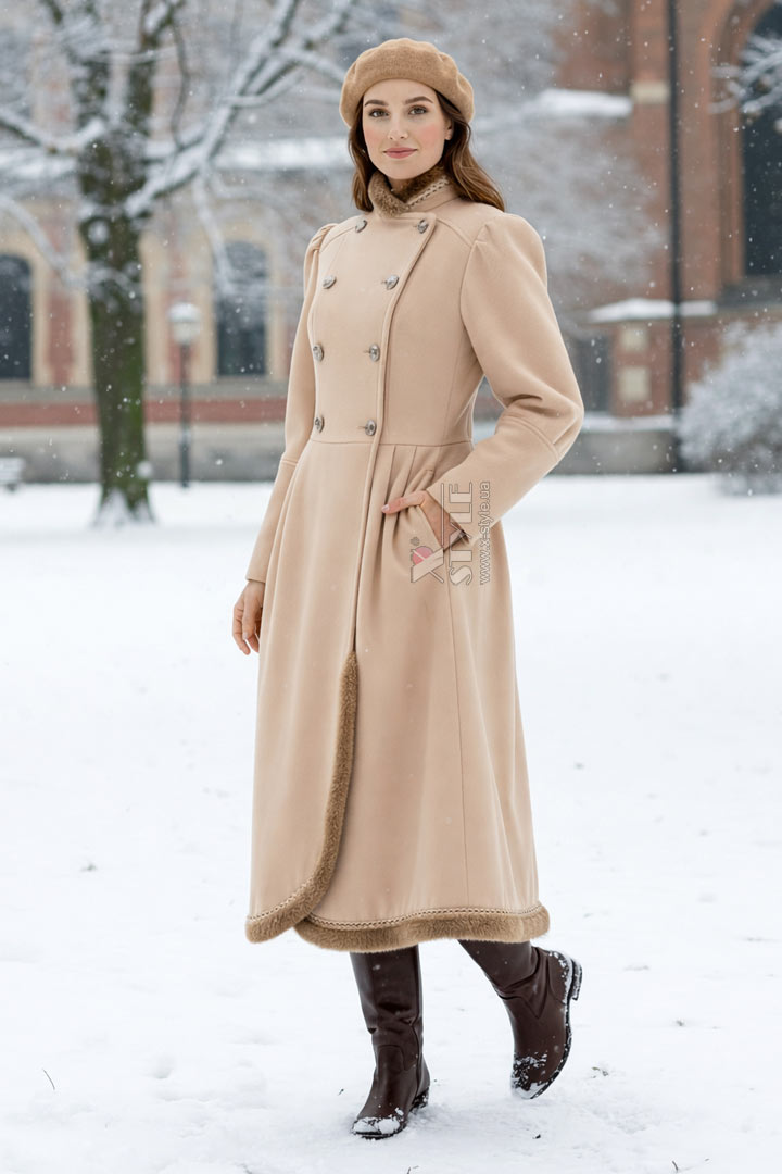 Вінтажне зимове пальто кремового кольору, 5