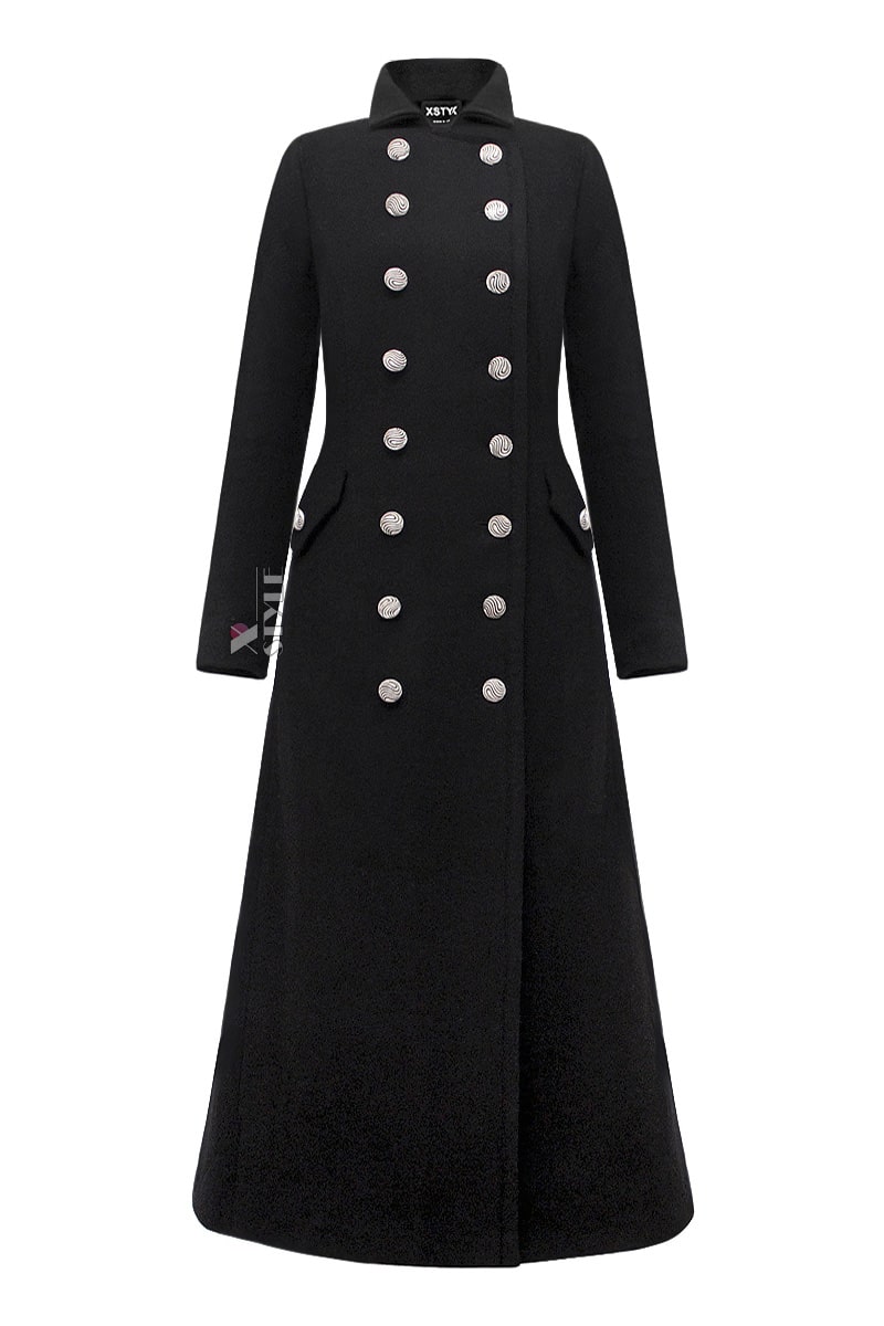 Длинное женское шерстяное пальто X068, 7