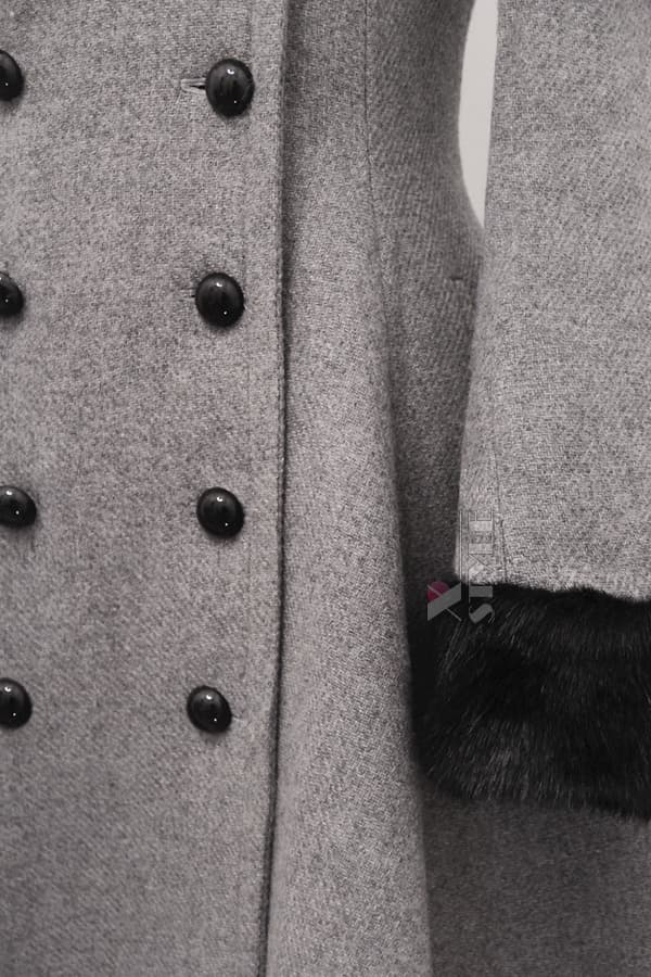 Зимнее шерстяное пальто с капюшоном и мехом X5086, 5