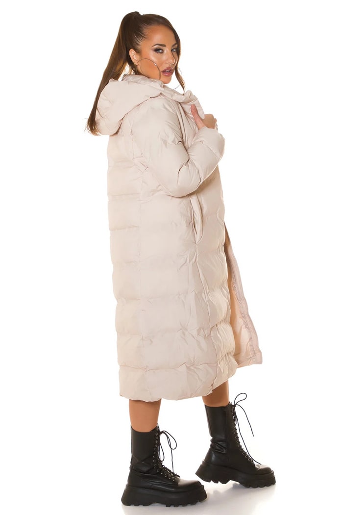 Длинное зимнее пуховое пальто с капюшоном K-5087, 3