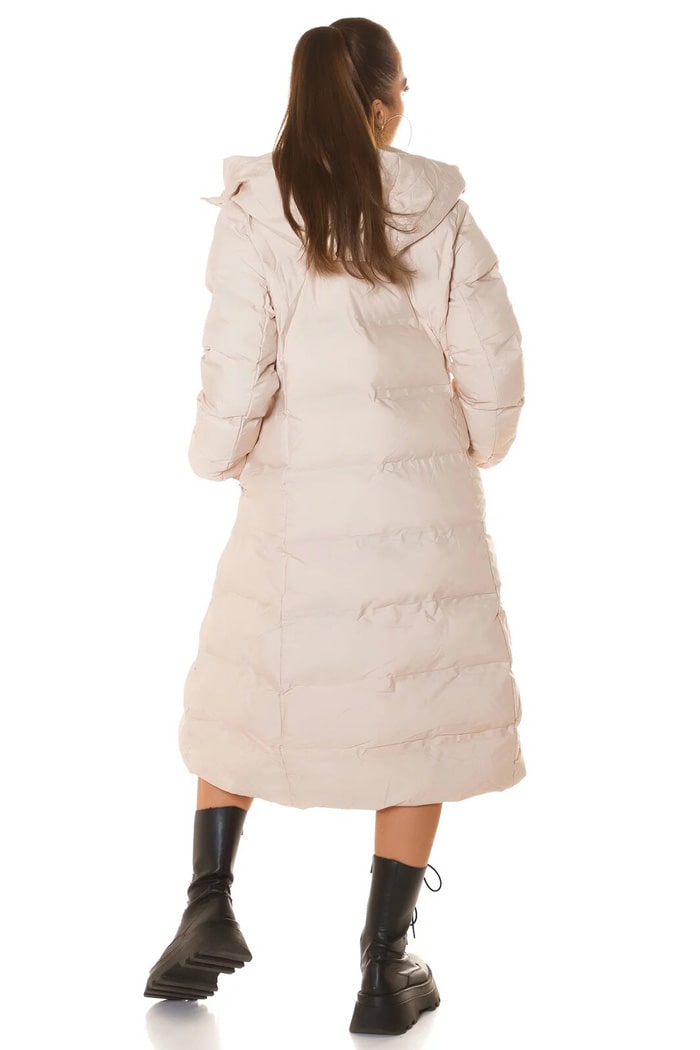 Длинное зимнее пуховое пальто с капюшоном K-5087, 5