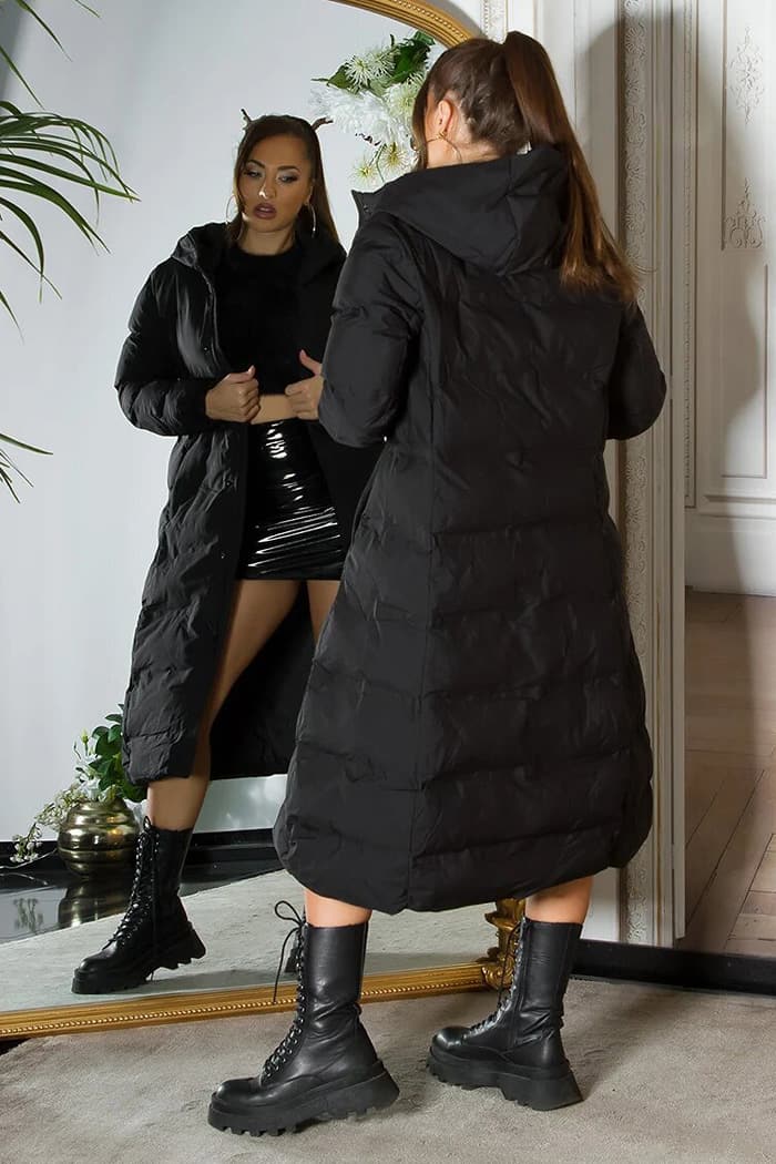 Длинное пуховое пальто с капюшоном Oversize K91, 3