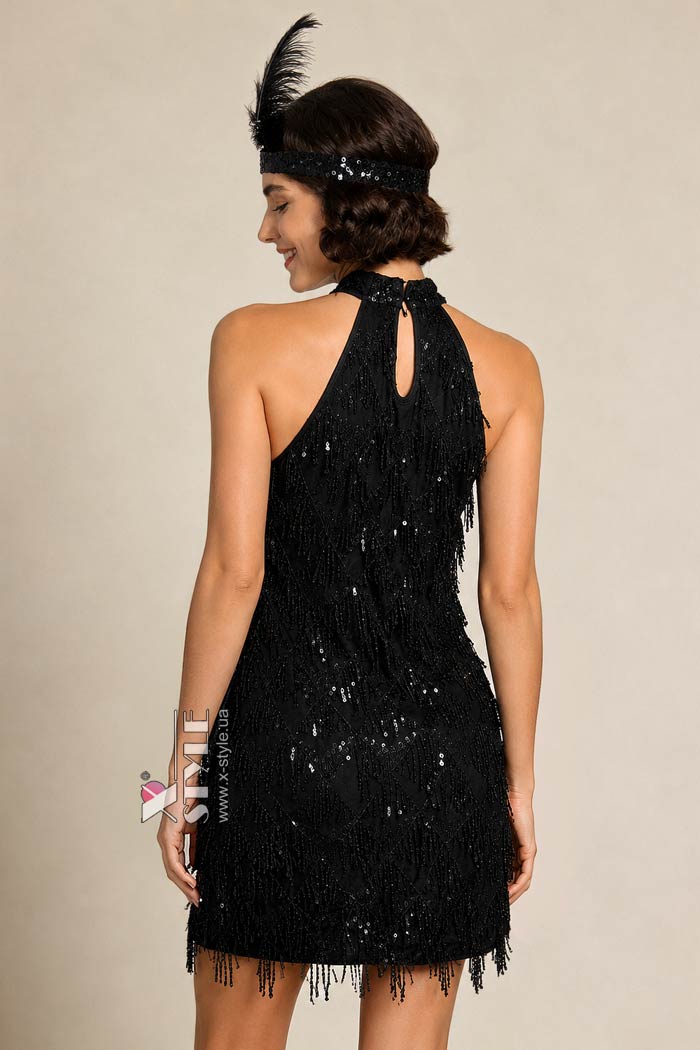 Gatsby Dress with Sequins and Fringe X612, 5