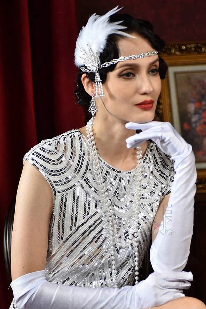 Long Satin Gloves - White, 7