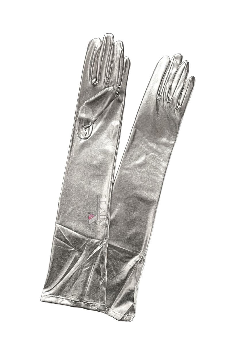 Длинные блестящие серебристые перчатки SC188, 5