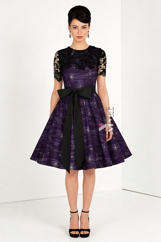 Винтажное платье с широкой юбкой, шалью и поясом, 5