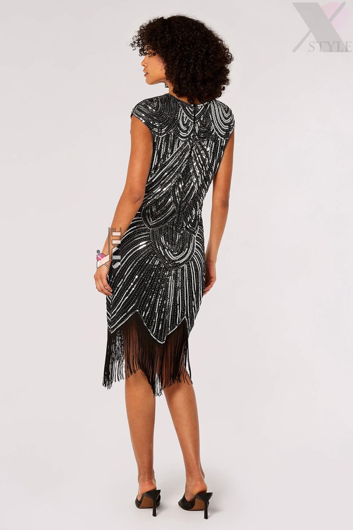 Flapper Party 20's Silver Sequin Dress X5526, 3