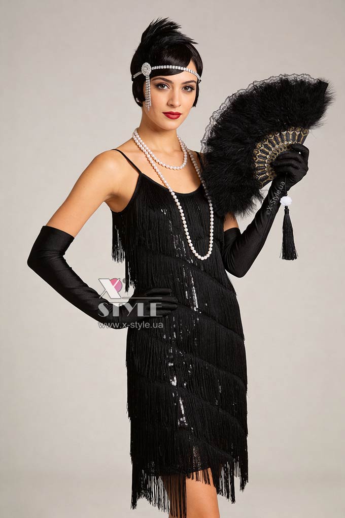 Сверкающее черное платье с бахромой Gatsby Girl, 15