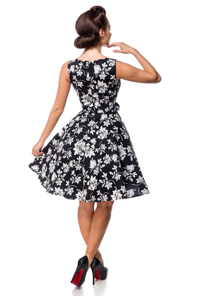 Летнее хлопковое платье с цветочным узором и поясом B534, 3
