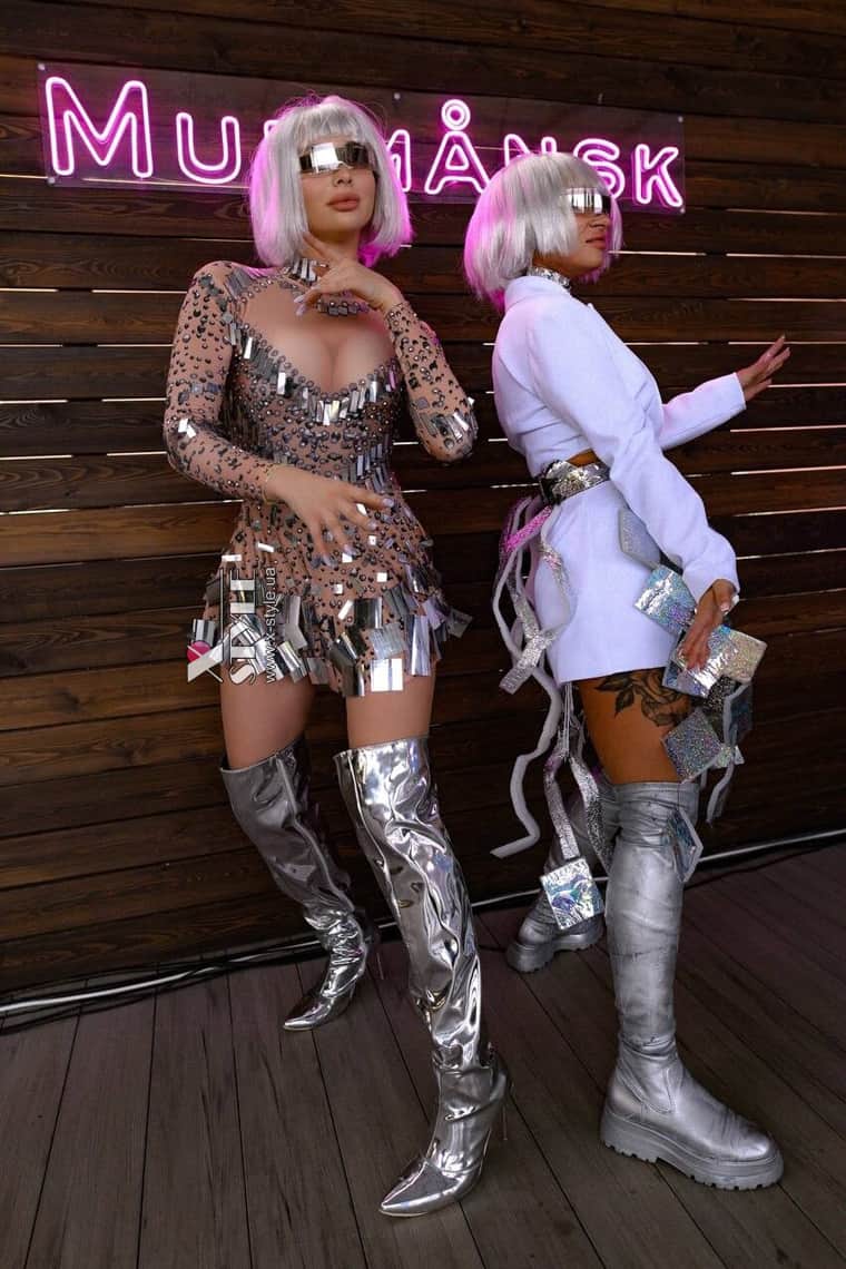 Зеркальное платье Selina телесного цвета, 15