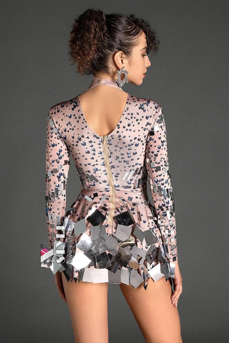 Зеркальное платье Selina телесного цвета, 5