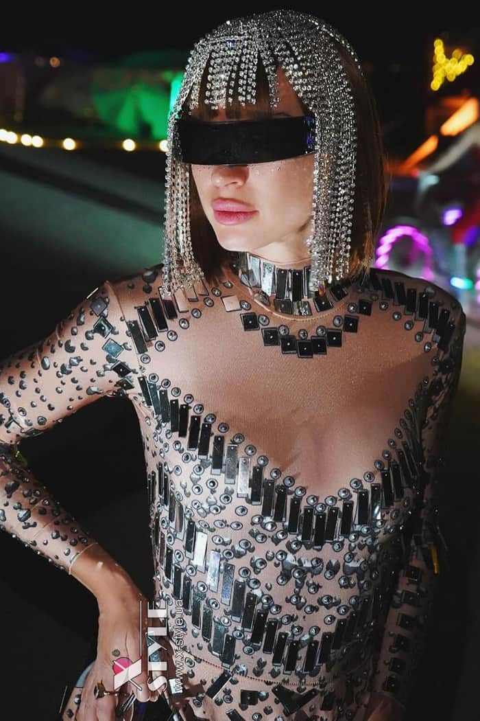 Зеркальное платье Selina телесного цвета, 11