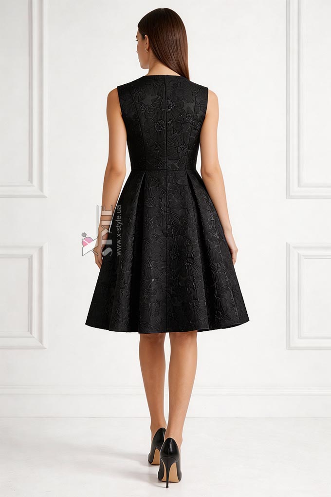 Жаккардовое вечернее платье с цветочным узором и поясом, 5