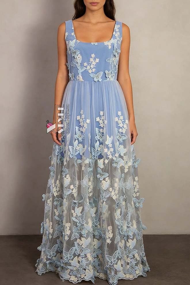 Длинное платье Sky Garden с объемной вышивкой, 3