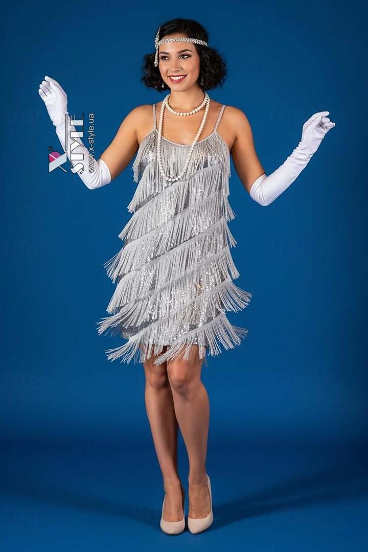 Сверкающее платье с бахромой X5872, 9