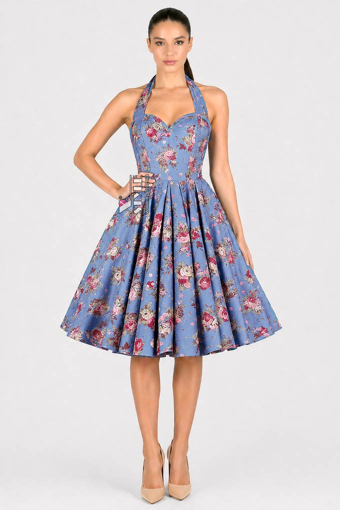 Винтажное летнее платье с корсетом и цветочным узором, 3