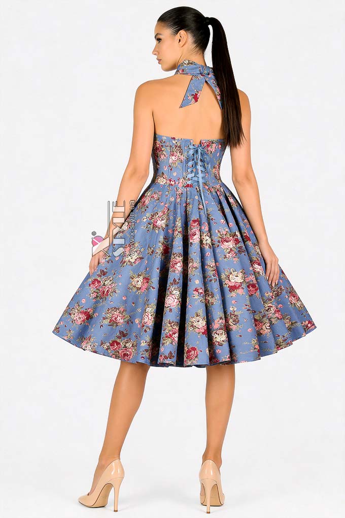 Винтажное летнее платье с корсетом и цветочным узором, 5