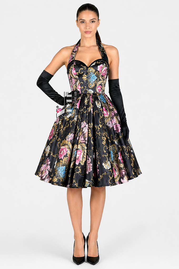 Винтажное вечернее платье из парчи с корсетом и цветочным узором, 13