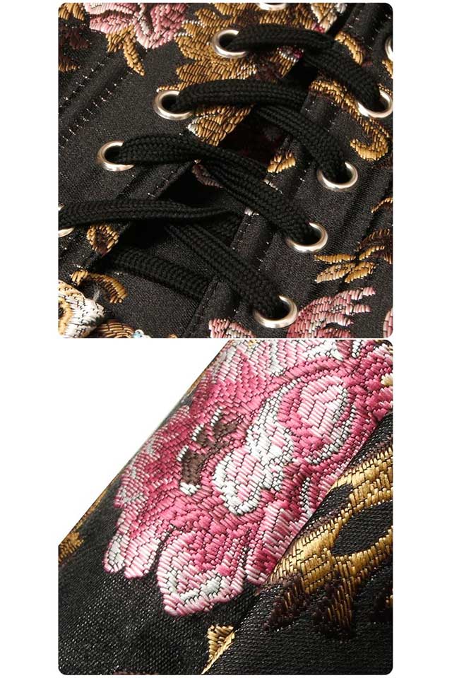 Винтажное вечернее платье из парчи с корсетом и цветочным узором, 11