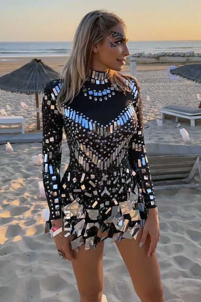 Дзеркальне боді зі спідничкою Selina Black, 7