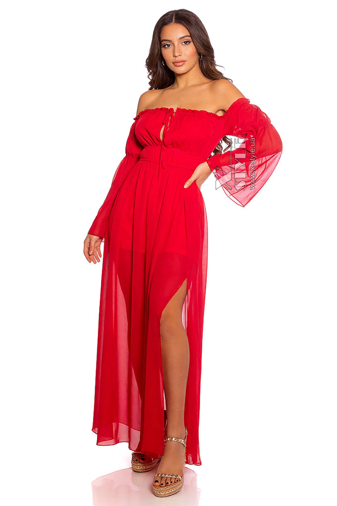 Long Red Summer Off Shoulder Dress, 9