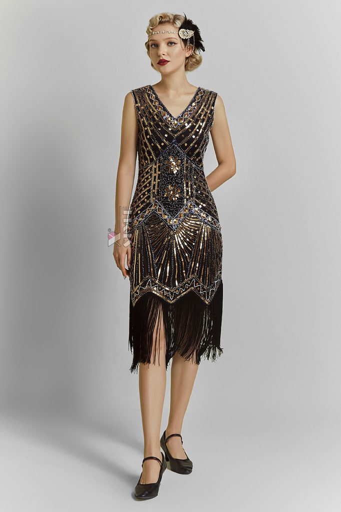 Вечернее платье в стиле Гэтсби (Black/Gold), 9